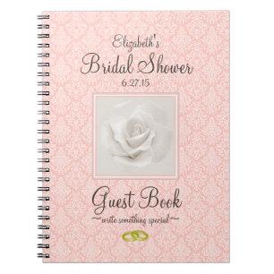 Pfirsich-Damast-und Rosen-Brautparty-Gast-Buch - Notizblock