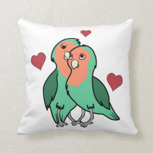 Pfirsich des Valentines Tagesstellte Liebe-Vögel Kissen