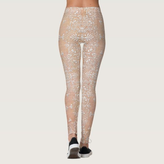 Pfirsich-Diamant-Damast-Spitze-Leggings Leggings (Rückseite)