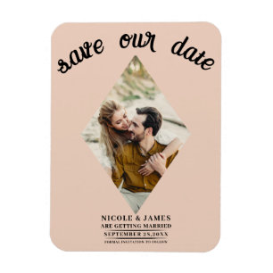 Pfirsich-Diamant-Foto-Hochzeit Termin merken Magnet
