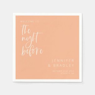 Pfirsich die Nacht vor dem Probe Abendessen Serviette