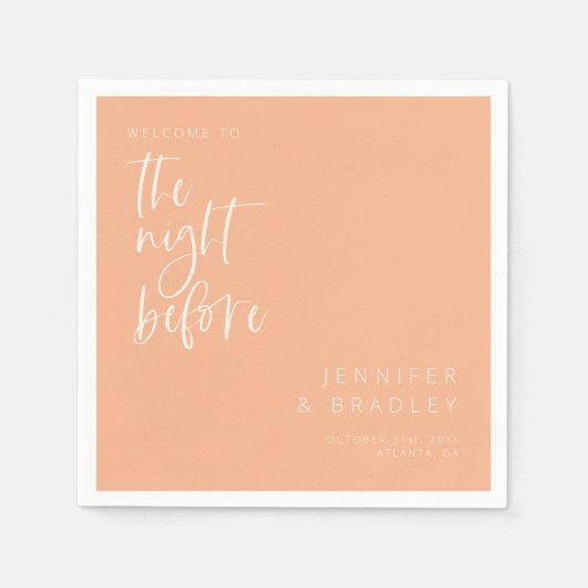 Pfirsich die Nacht vor dem Probe Abendessen Serviette (Vorderseite)