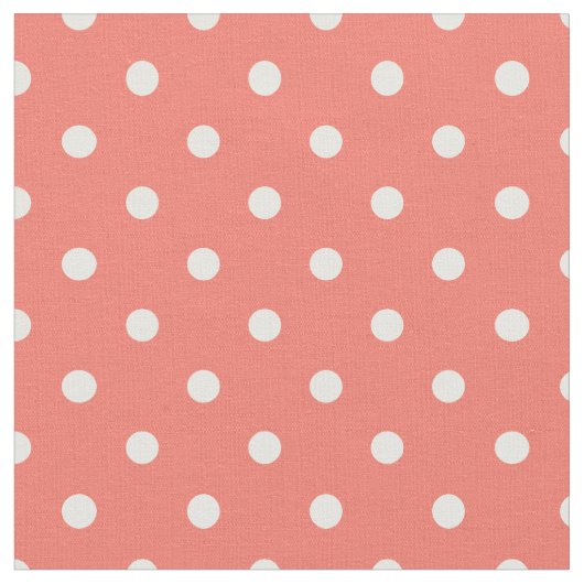 Pfirsich Echo & White Polka Dock Stoff (Nahaufnahme)