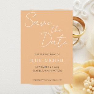 Pfirsich einfarbige Hochzeit im einfachen Stil Save The Date