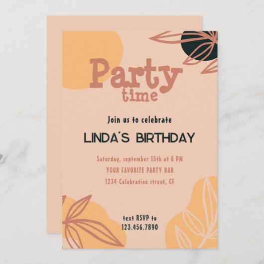 Pfirsich Einladung (Vorne/Hinten)