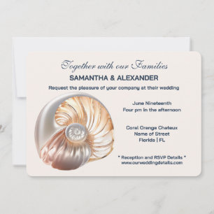 Pfirsich Elfenbein Conch Schale Elegante Hochzeit Einladung