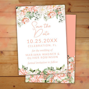 Pfirsich Erröten Elfenbein Save-the-Date Einladung