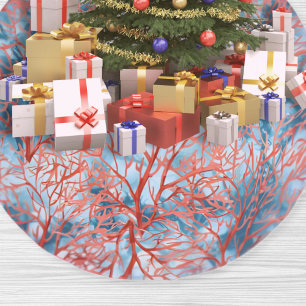 Pfirsich Erröten Koralle Indigo Shibori Küstenweih Polyester Weihnachtsbaumdecke