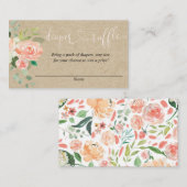 Pfirsich erröten Mädchen-Babypartywindel Begleitkarte (Vorne/Hinten)