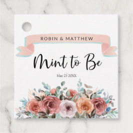 Pfirsich, Erröten, Minzblumenhochzeit Geschenkanhänger