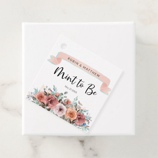 Pfirsich, Erröten, Minzblumenhochzeit Geschenkanhänger (Beispiel)