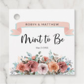 Pfirsich, Erröten, Minzblumenhochzeit Geschenkanhänger (Vorderseite)