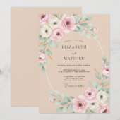 Pfirsich Exquisite Botanische Hochzeit Einladung (Vorne/Hinten)