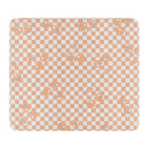 Pfirsich Flaum Kirsch Gingham Muster Schneidebrett