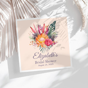 Pfirsich Flaum Tropische Blumen Brautparty Serviette