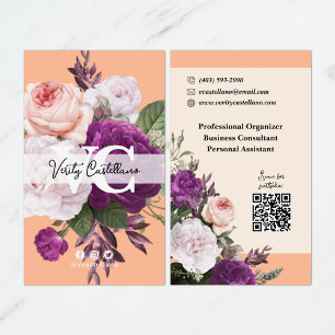 Pfirsich Flaum Vintage Rosen Floral Einfach Persön Visitenkarte