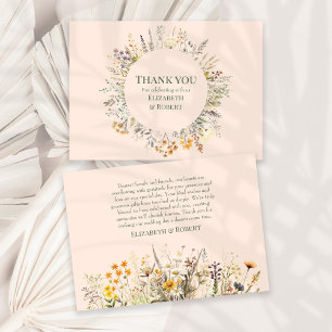 Pfirsich Flaum Wildblumenwiese Hochzeit Dankeskarte