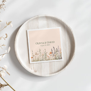 Pfirsich Flaum Wildblumenwiese Hochzeitsservietten Serviette