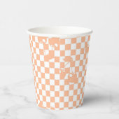 Pfirsich Flausch Kirsch Gingham-Muster Pappbecher (Rechts)