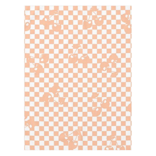 Pfirsich Flausch Kirsch Gingham-Muster Tischdecke (Vorderseite)