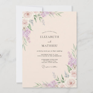 Pfirsich Flieder Wisteria Hochzeit Einladung