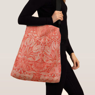 Pfirsich Floral Pattern William Morris Tragetaschen Mit Langen Trägern