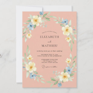 Pfirsich Florale Whimsical Romantik Hochzeit Einladung