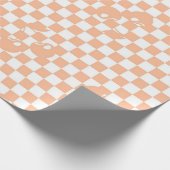 Pfirsich-Fluse Kariert Retro-Kirsch-Karo-Muster Geschenkpapier (Ecke)