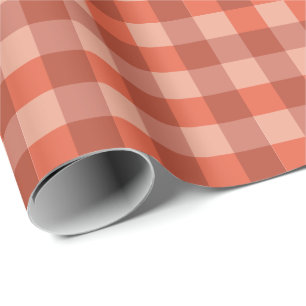 Pfirsich-Fluse-Orange-Schachbrettmuster Geschenkpapier
