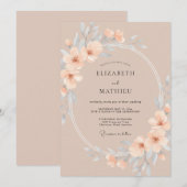 Pfirsich-Flüsternde Hochzeit im Frühling Einladung (Vorne/Hinten)