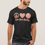 Pfirsich-Friedensliebe-Bowling-Charm T-Shirt (Vorderseite)