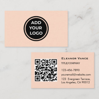 Pfirsich Fügen Sie Ihr Logo Geschäftskarte mit QR- Visitenkarte
