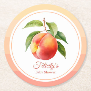 Pfirsich Fuzz Baby Shower Runder Pappuntersetzer