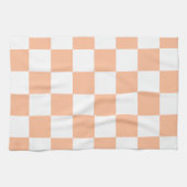 Pfirsich Fuzz Kariertes Gingham-Muster Geschirrtuch (Horizontal)