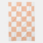 Pfirsich Fuzz Kariertes Gingham-Muster Geschirrtuch (Vertikal)