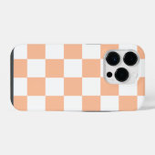 Pfirsich Fuzz Kariertes Gingham-Muster iPhone Hülle (Rückseite (Horizontal))
