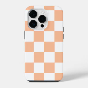 Pfirsich Fuzz Kariertes Gingham-Muster iPhone 14 Pro Hülle