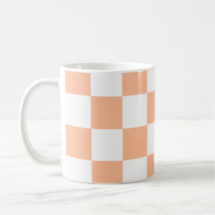 Pfirsich Fuzz kariertes Gingham-Muster Kaffeetasse