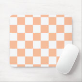 Pfirsich Fuzz Kariertes Gingham-Muster Mousepad (Mit Mouse)