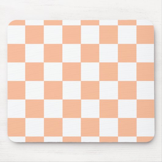 Pfirsich Fuzz Kariertes Gingham-Muster Mousepad (Vorne)