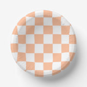 Pfirsich Fuzz Kariertes Gingham-Muster Pappteller (Vorderseite)