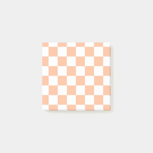 Pfirsich Fuzz Kariertes Gingham-Muster Post-it Klebezettel (Vorderseite)