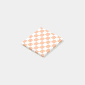 Pfirsich Fuzz Kariertes Gingham-Muster Post-it Klebezettel (angewinkelt)