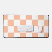 Pfirsich Fuzz Kariertes Gingham-Muster Schreibtischunterlage (Tastatur & Maus)