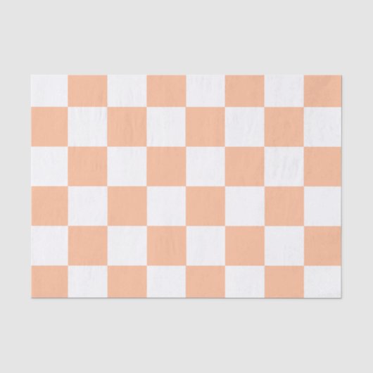 Pfirsich Fuzz kariertes Gingham-Muster Seidenpapier (Vorderseite)