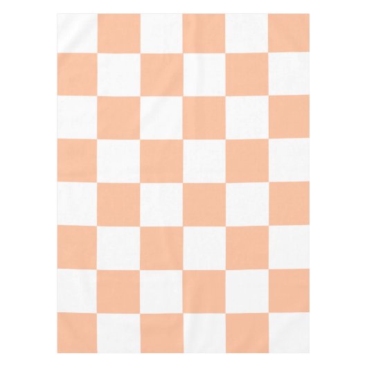 Pfirsich Fuzz Kariertes Gingham-Muster Tischdecke (Vorderseite)