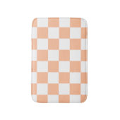 Pfirsich-Fuzz-Karo-Gingham-Muster Badematte (Vorderseite Vertikal)