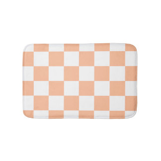 Pfirsich-Fuzz-Karo-Gingham-Muster Badematte