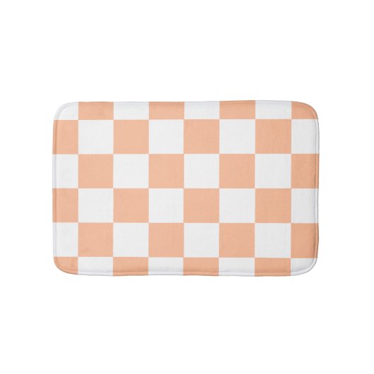Pfirsich-Fuzz-Karo-Gingham-Muster Badematte (Vorderseite)