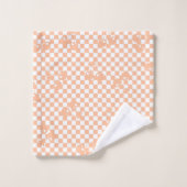 Pfirsich-Fuzz-Kirsch-Gingham-Muster Badhandtuch Set (Waschlappen)